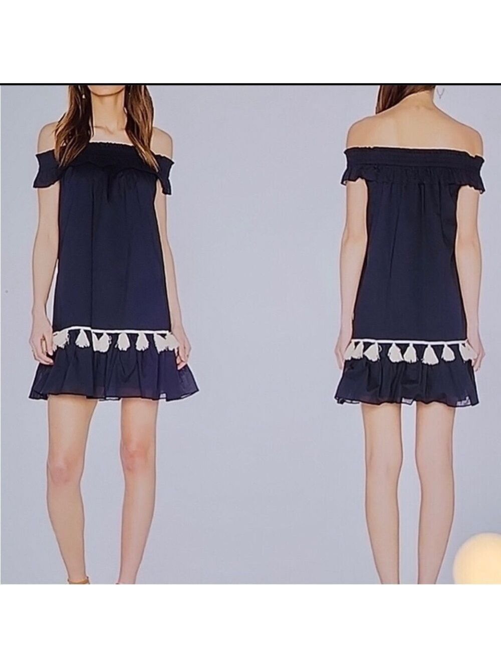 MISA Los Angeles Gia off the shoulder minidress tassel trim size L (unworn) - Picture 8 of 9